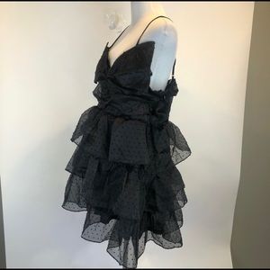 H&M Divided Women’s Black Tiered dress with a big bow as a fashion statement.